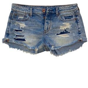 American Eagle Size 4 Tomgirl Stretch Button Fly Distressed Cutoff Short Shorts
